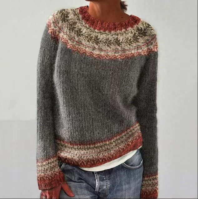 Alice - Retro Patterned Knit Sweater