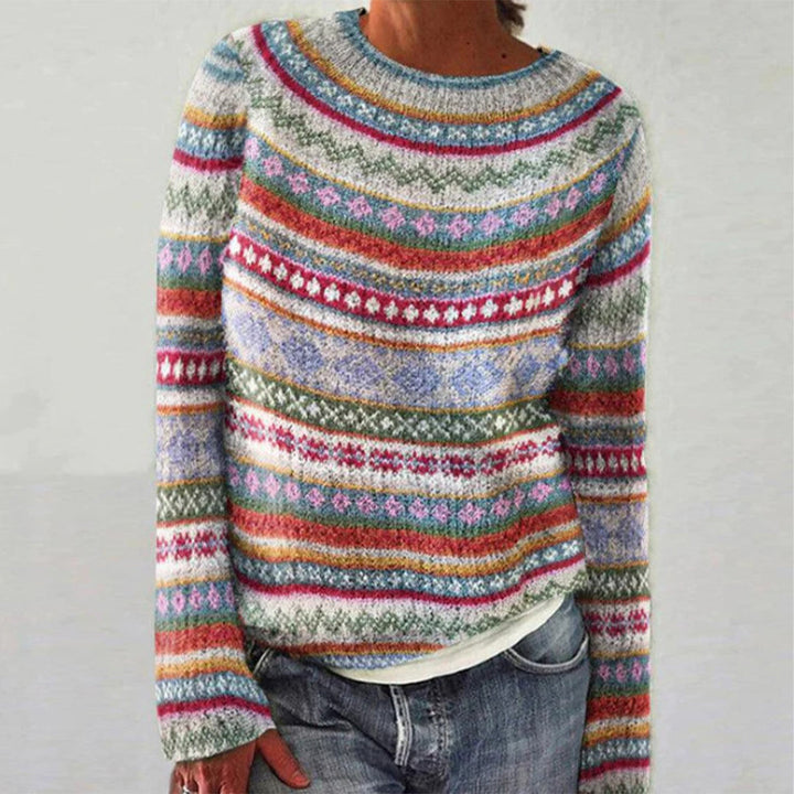 Alice - Retro Patterned Knit Sweater