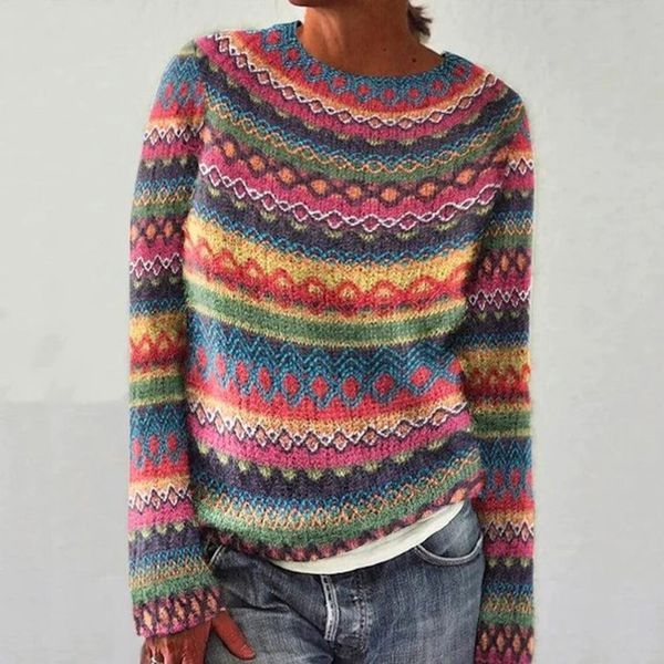 Alice - Retro Patterned Knit Sweater