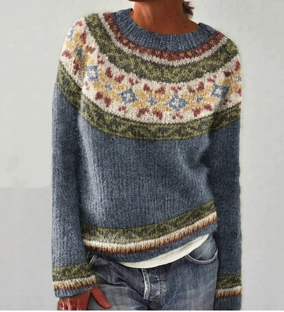 Alice - Retro Patterned Knit Sweater
