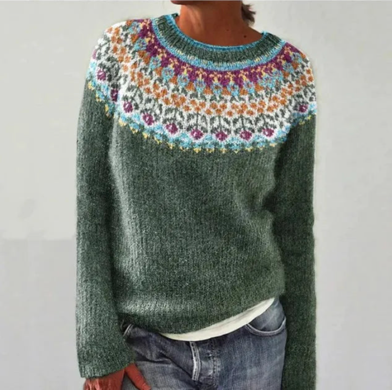 Alice - Retro Patterned Knit Sweater