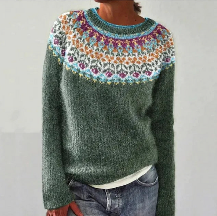 Alice - Retro Patterned Knit Sweater