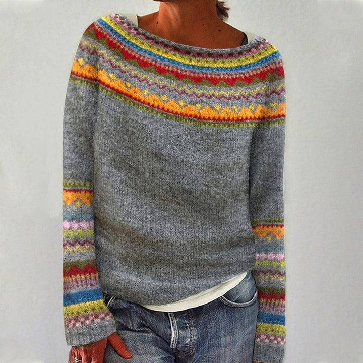 Alice - Retro Patterned Knit Sweater