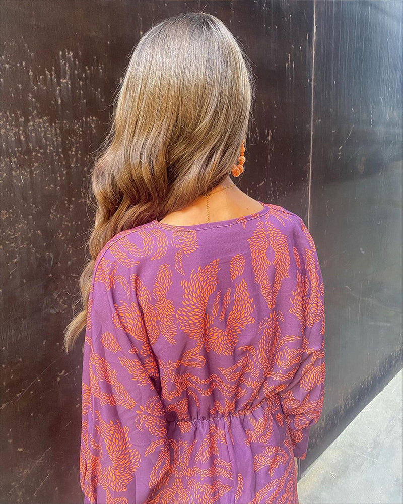 Rosie - Elegant V-Neck Abstract Print Dress