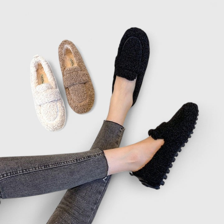 Paola - Soft Fuzzy Slip-On Loafers