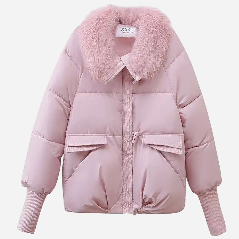 Bianca - Short Puffer Jacket with Faux Fur Collar