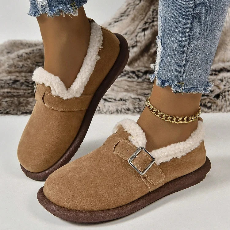 Elena - Fur Lined Suede Clogs