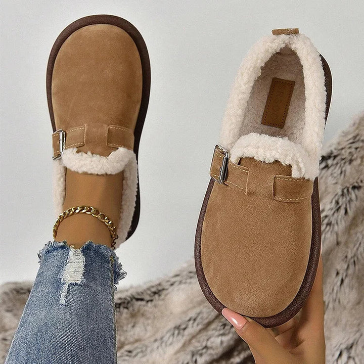Elena - Fur Lined Suede Clogs