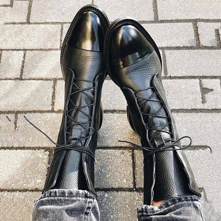 Laura - Elegant Lace-Up Leather Ankle Boots