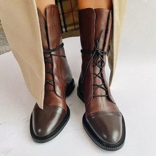 Laura - Elegant Lace-Up Leather Ankle Boots