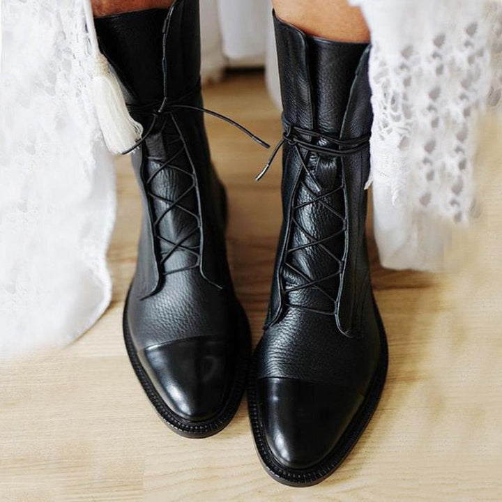 Laura - Elegant Lace-Up Leather Ankle Boots